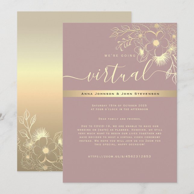Invitation de mariage virtuel moderne (Devant / Derrière)
