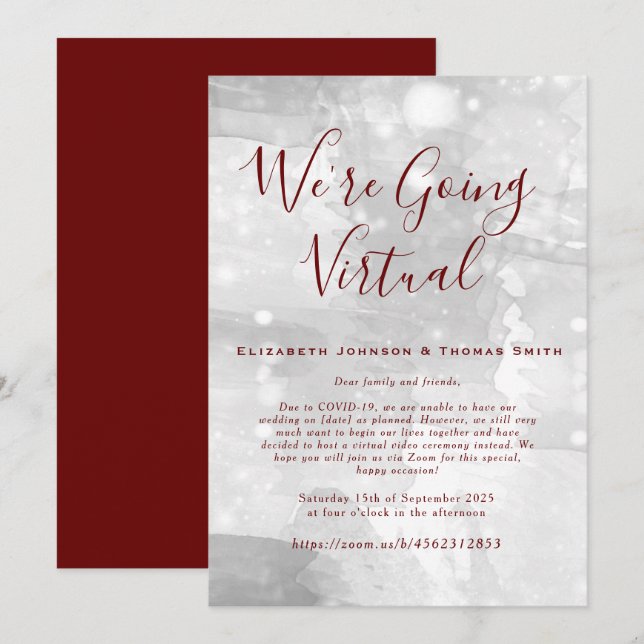 Invitation de mariage virtuel simple (Devant / Derrière)