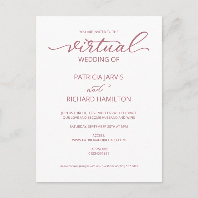 Invitation de mariage virtuel simple et élégant (Devant)
