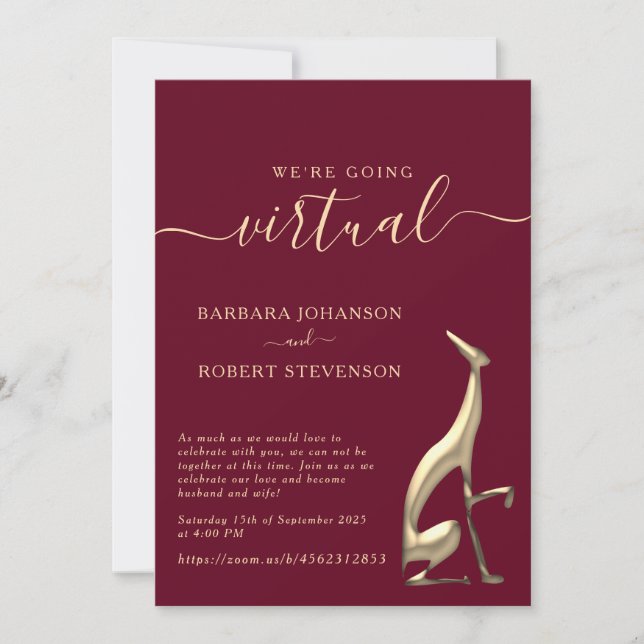 Invitation de mariage virtuelle Burgundy Zoom (Devant)