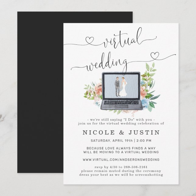 Invitation de mariage virtuelle | Ordinateur porta (Devant / Derrière)