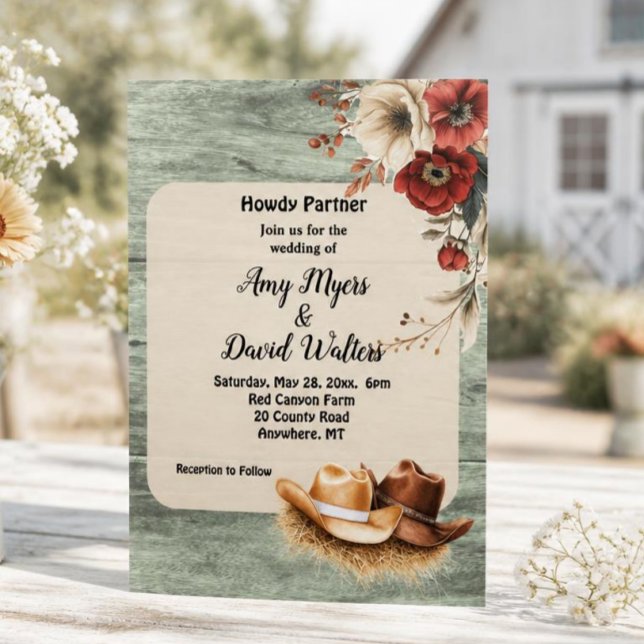 Invitation de mariage western Country Cowboy (roui (Créateur téléchargé)