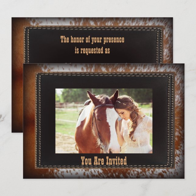 Invitation de mariage western Country cowhide Cowb (Devant / Derrière)