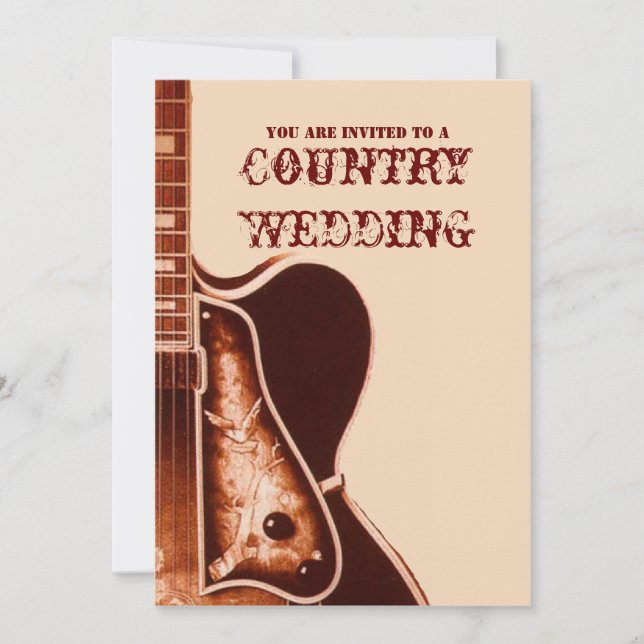 Invitation de mariage western country vintage avec (Devant)