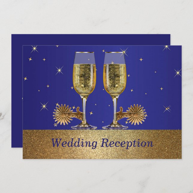 Invitation de mariage Western Cowboy Cowgirl Récep (Devant / Derrière)