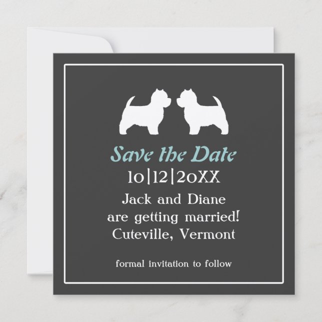 Invitation de mariage Westies Save the Date (Devant)