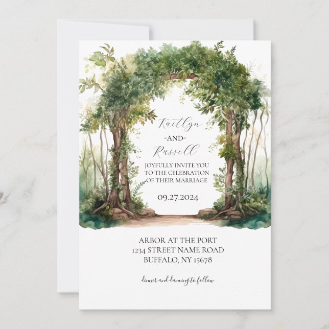 Invitation de mariage Whimsical Green (Devant)