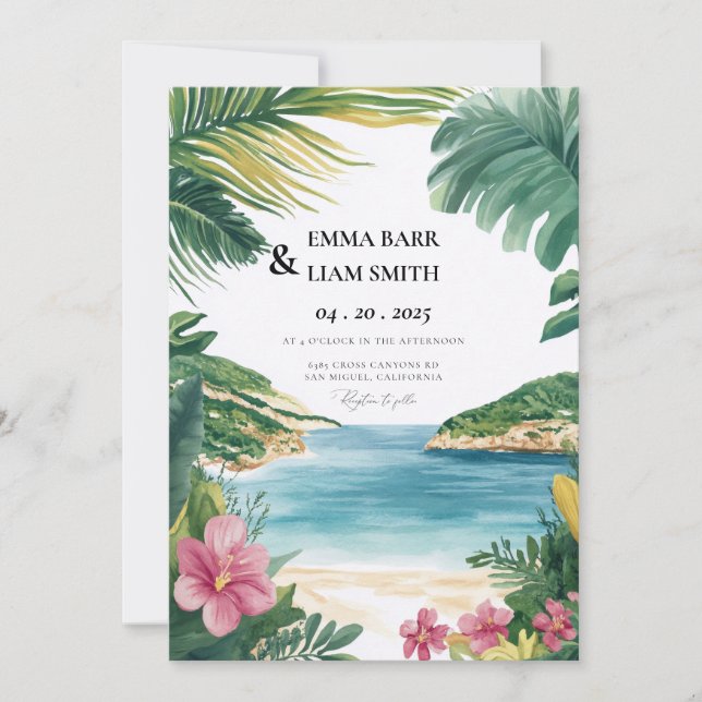 Invitation de mariage Zakynthos Zante Grèce (Devant)