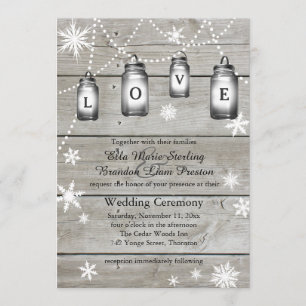 Invitation de mariages de grange d'hiver d'amour
