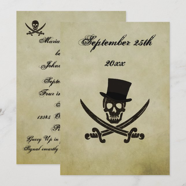 Invitation de Mariages pirates (Devant / Derrière)