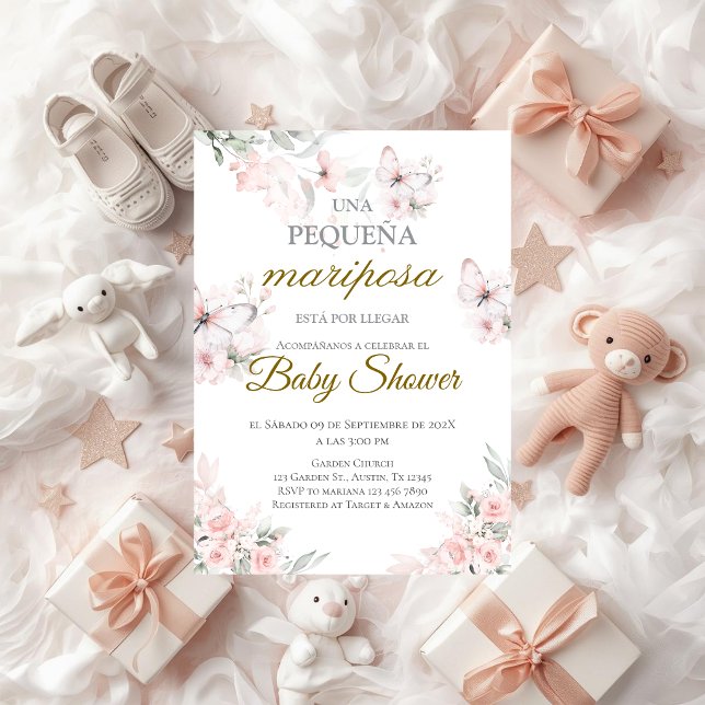 Invitation de Mariposa Baby Shower en espagnol (Créateur téléchargé)