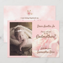 Invitation de marraine de rose rose