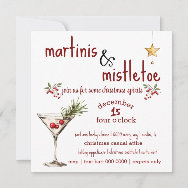 Invitation de Martini et Mistletoe Party (Devant)