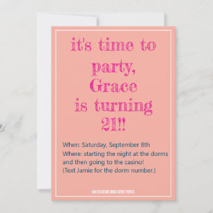 Invitation de mauvais choix pour 21 ans