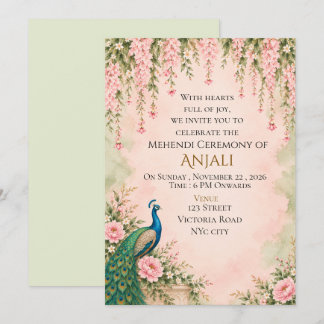 Invitation de mehndi de mariage indien floral vert