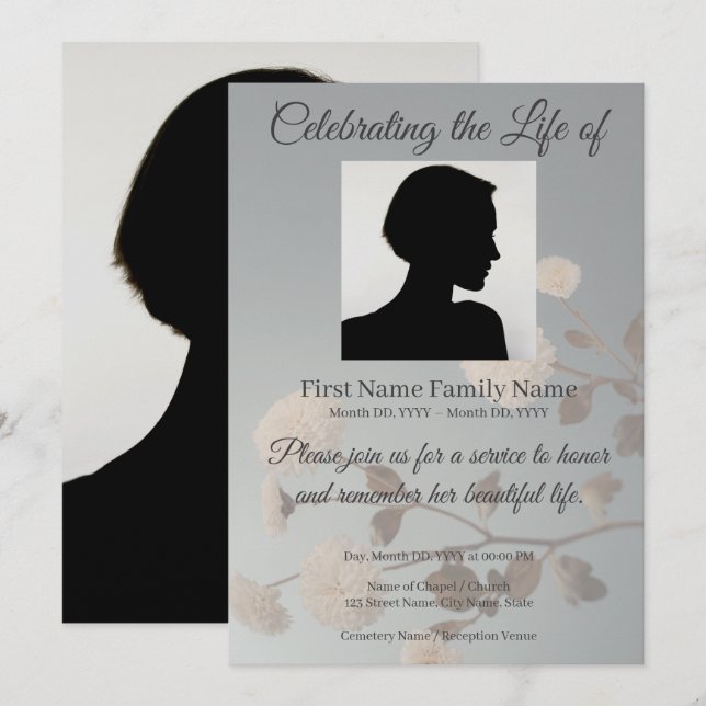 Invitation de mémorial de fleur de minuit (Devant / Derrière)