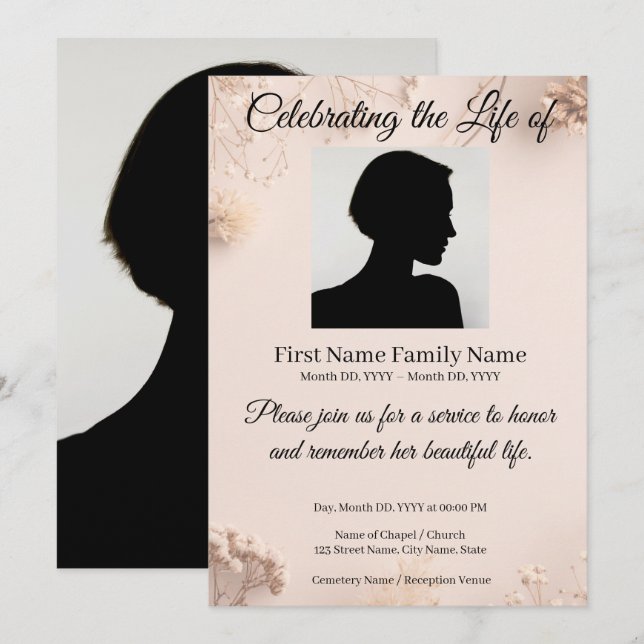 Invitation de mémorial de fleur sauvage (Devant / Derrière)