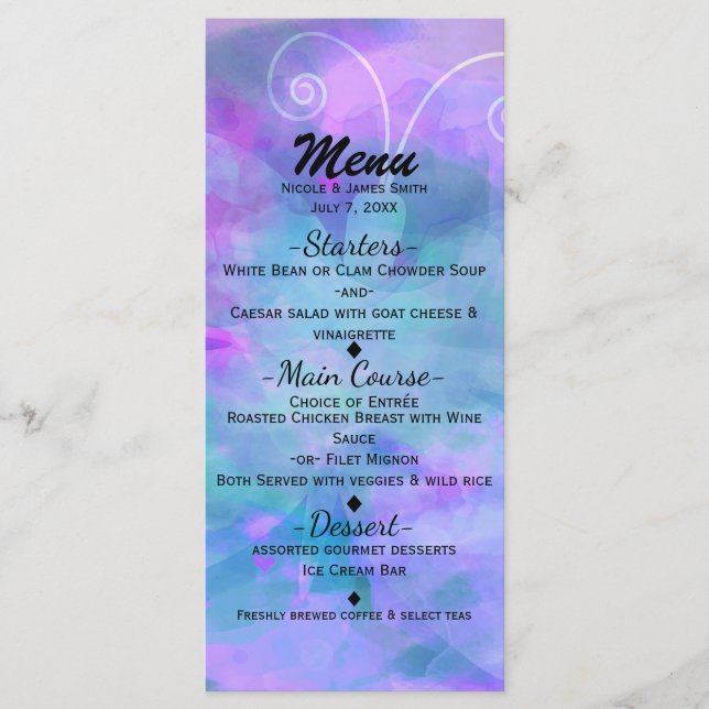 Invitation de menu de fête papillon à l'aquarelle  (Devant)