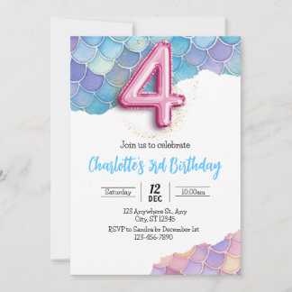 Invitation de Mermaid 4e anniversaire