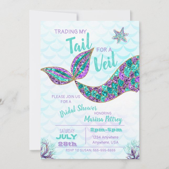 Invitation de Mermaid Bridal Show, parties scintil (Devant)