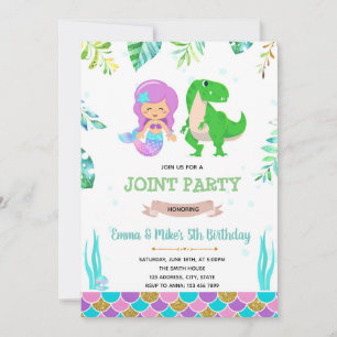 Invitation de Mermaid dinosaure