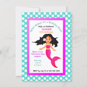 Invitation de Mermaid et de Polka Dot Party