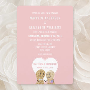 Invitation De Mignons Écrous Amoureux l'Un de l'Autre Rose Fi