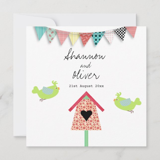 Invitation De Mignons Oiseaux Whimsiques Et Des Mariages D'Oi (Devant)