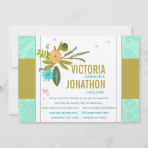 Invitation de Mint Mariage damassé moderne