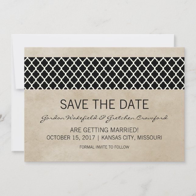 Invitation de mise à jour rustique noir Quatrefoil (Devant)