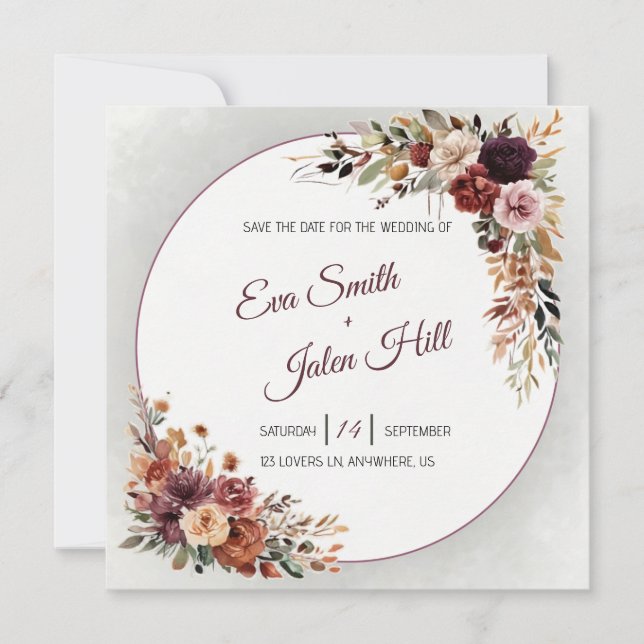 Invitation de mise en vente de date de mariage à t (Devant)