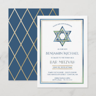 Invitation de Mitzvah de barre - étoile de David