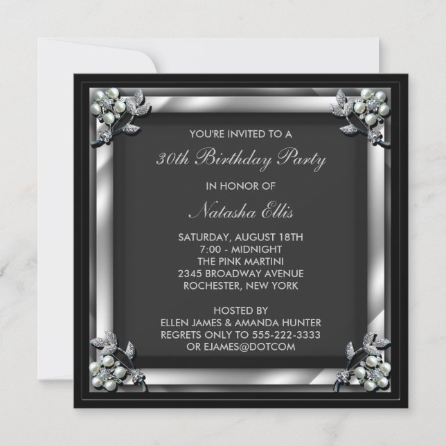 Invitation de modèle de fête d'anniversaire noir (Devant)