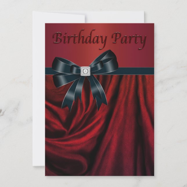 Invitation de modèle de fête d'anniversaire rouge  (Devant)