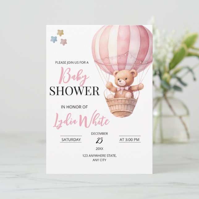 Invitation de modèle de fête prénatale avec un our (Debout devant)