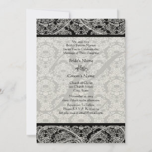 Invitation de Monogram Black Mariage damassé