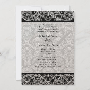 Invitation de Monogram Black Mariage damassé