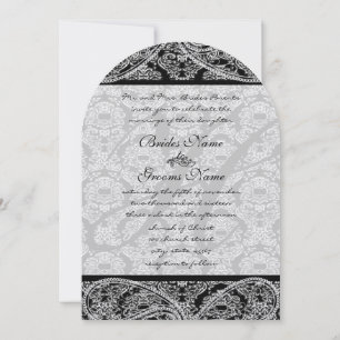 Invitation de Monogram Black Mariage damassé