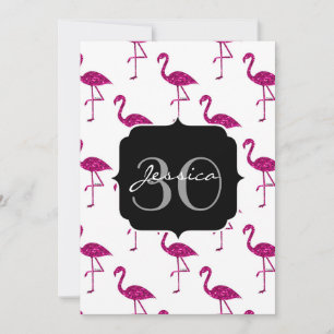 Invitation de monogramme à motif flamant rose bril
