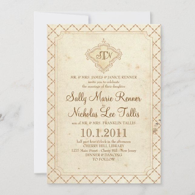 Invitation de monogramme de conte de fées (Devant)
