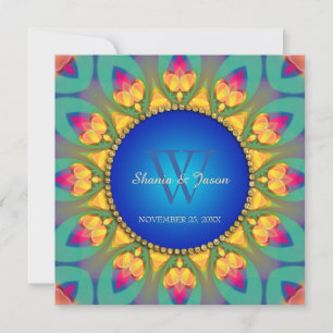 Invitation de monogramme de tournesol bohème magiq