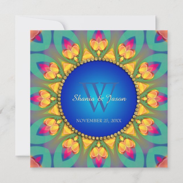 Invitation de monogramme de tournesol bohème magiq (Devant)