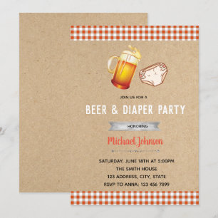 Invitation de mot de bière et de couche-culotte