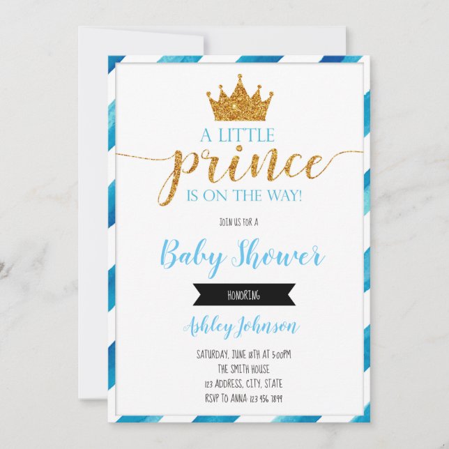 Invitation de mot de fête d'un petit prince (Devant)