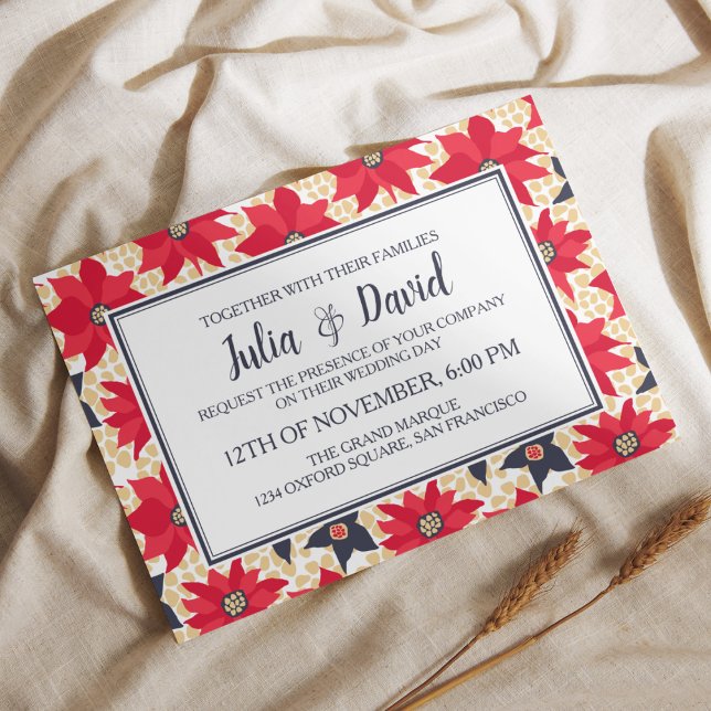 Invitation de motifs floraux rouges et bleus (Créateur téléchargé)