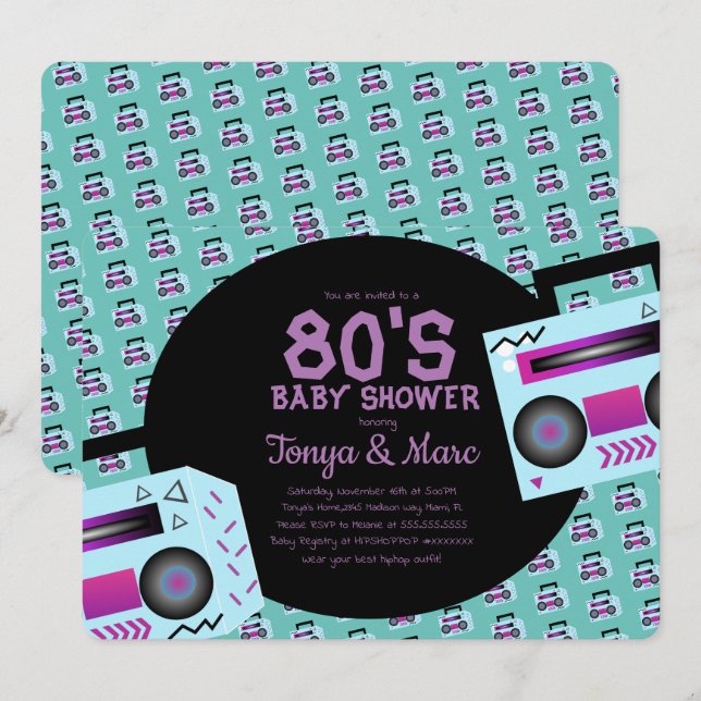 Invitation de musique de fête pour bébé Hip Hop (Devant / Derrière)