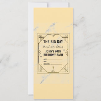 Invitation de naissance Art Déco élégante sur fond