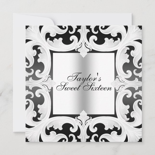 Invitation de naissance avec design damassé Sweet1 (Devant)