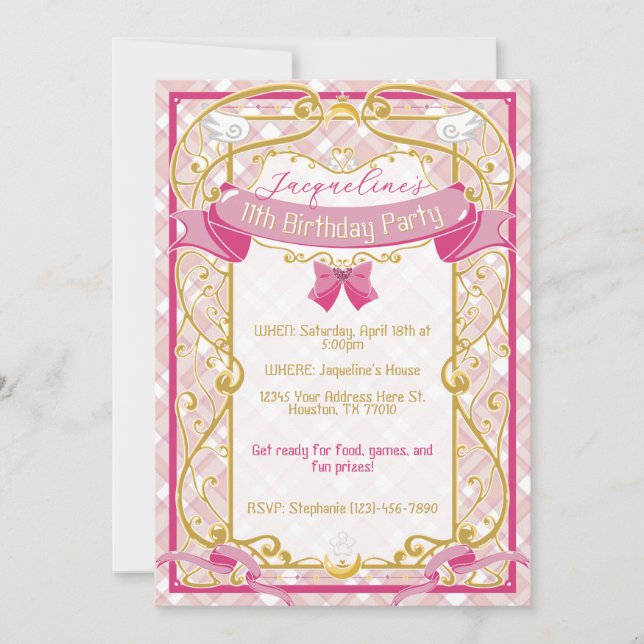 Invitation de naissance de princesse Art Nouveau r (Devant)