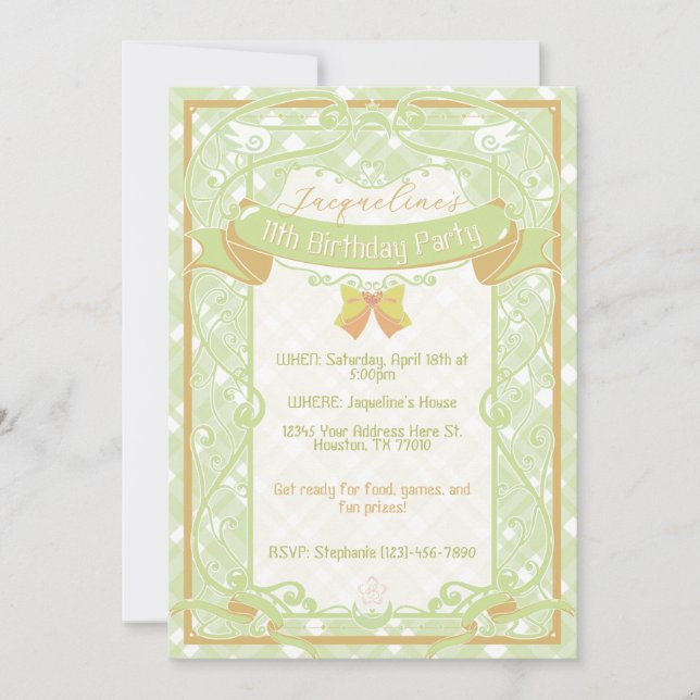Invitation de naissance de princesse Art Nouveau v (Devant)